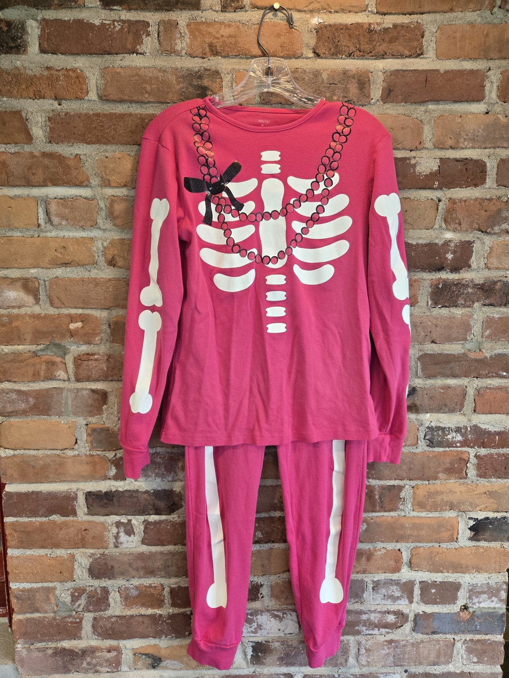 Gymboree Hot Pink Skeleton Pearl-Print Two-Piece Pajama Set